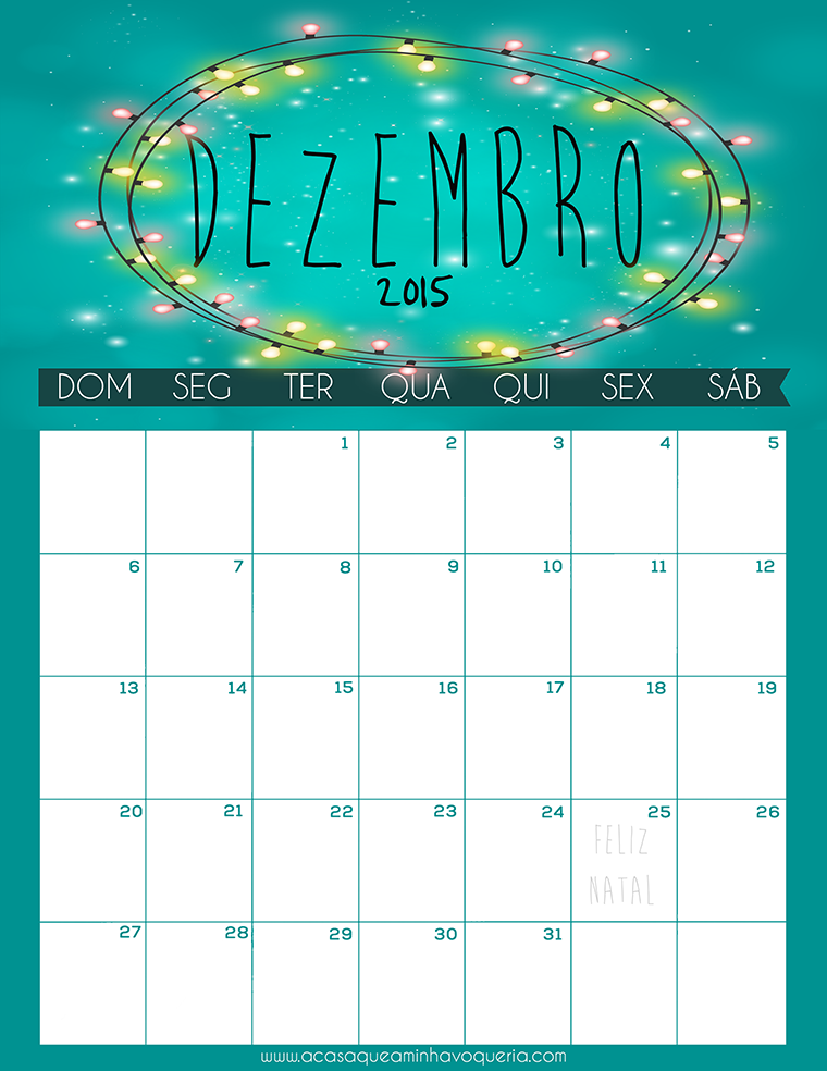 calendário Dezembro 2015